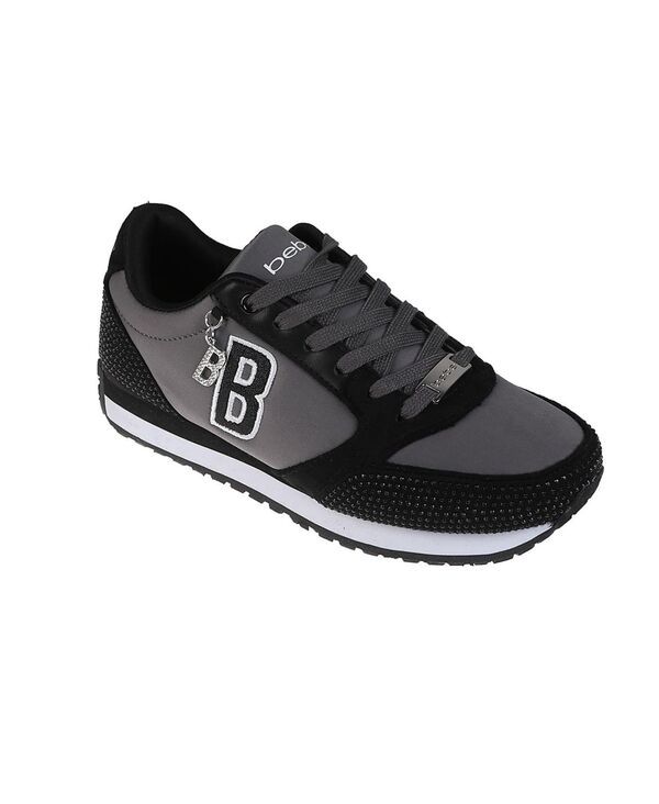ベベ レディース シューズ スニーカー Bebe Womensneaker with Embellised Upper andangle Charm Blackgrey ブラック