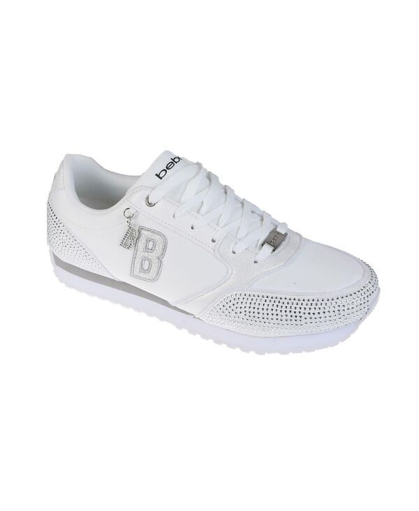 ベベ レディース シューズ スニーカー Bebe Womensneaker with Embellised Upper andangle Charm White ホワイト