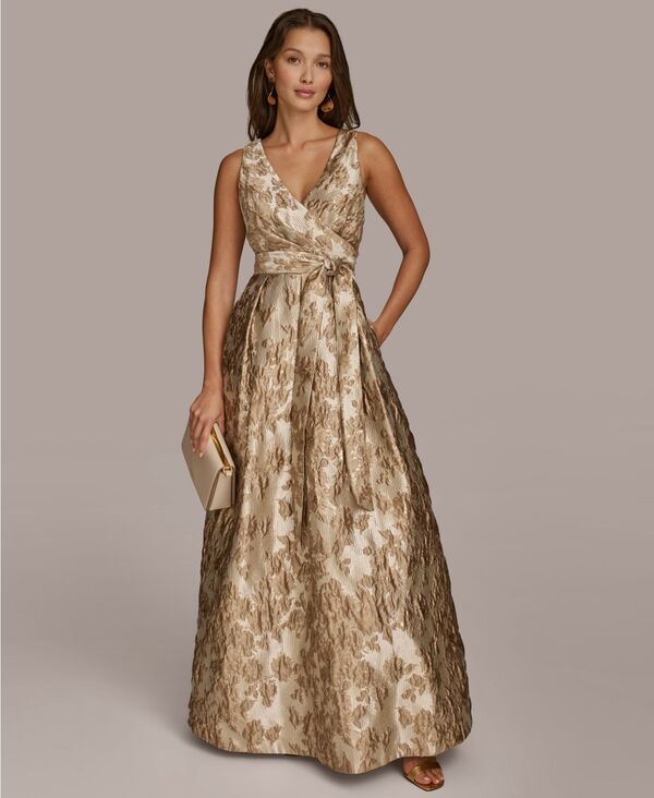 ダナ キャラン ニューヨーク レディース トップス ワンピース Vネック プチ トール ノースリーブ Donna Karanew York Petite Sleeveless Metallic Bro