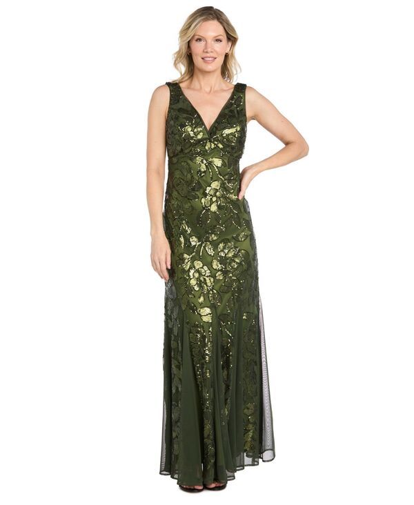 アールアンドエムリチャーズ レディース トップス ワンピース フラワー柄 プチ スパンコール フラワー R M Richards Petite Floral Sequin Beaded Gown Ol