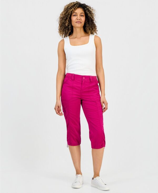 スタイルアンドコー レディース ボトムス カジュアルパンツ プチ キャップ Style Co Petite MidRise Cargo Capri Pants Wild Berry Pink ピンク