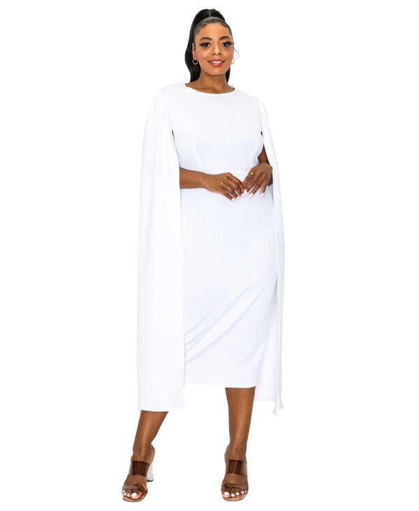 リブド レディース トップス ワンピース ケープデザイン プラスサイズ キャップ ケープ L I V D Plusize Naomi Cape Dress White ホワイト
