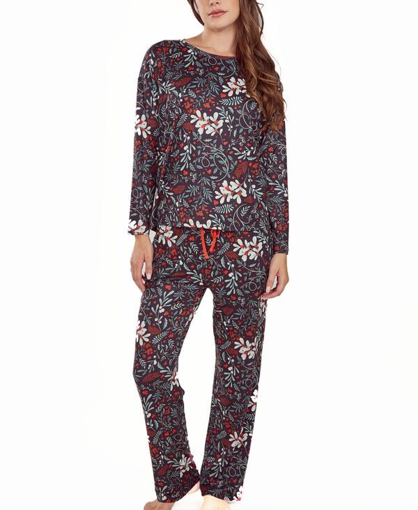 アイコレクション レディース アンダーウェア ナイトウェア フラワー柄 プリント フラワー iCollection Womens Ultra Soft Floral Printop and Pant