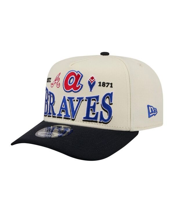 ニューエラ メンズ アクセサリー 帽子 New Era Mens Cream Atlanta Braves Throwback TriHit AFrame 9FIFTY Adjustable Hat