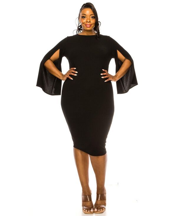 リブド レディース トップス ワンピース プラスサイズ L I V D Plusize Clementine Slit Sleeve Dress Black ブラック