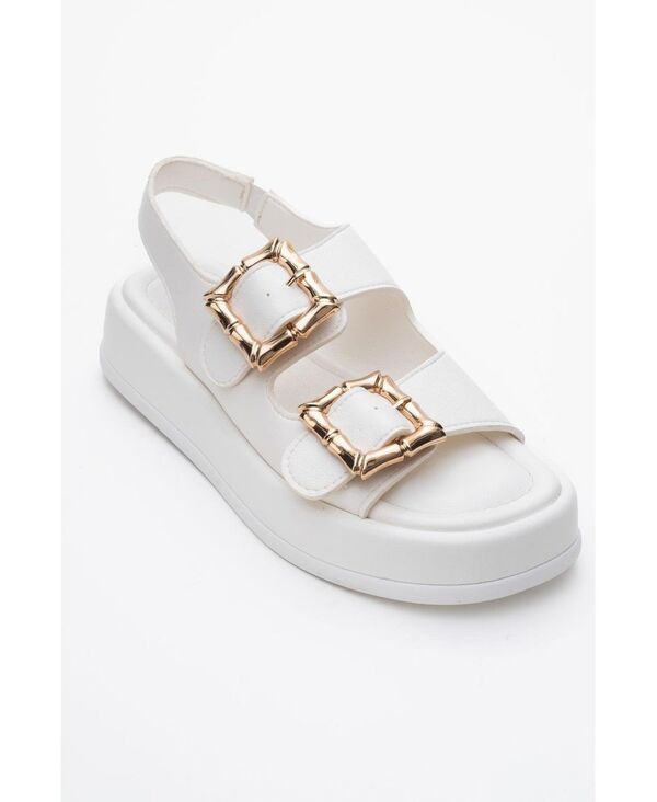 プロローグシューズ レディース サンダル Prologue Shoeslope Double Strap Sandal Women White faux leather ホワイト