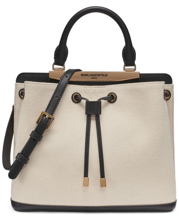 カール ラガーフェルド レディース バッグ KARLAGERFELD PARIS Evelina Small Bucket Handbag NaturalBlack ブラック
