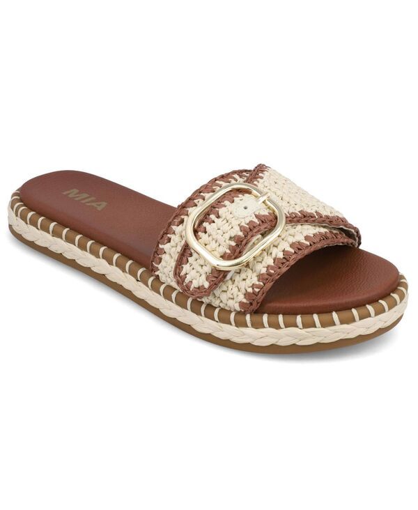 ミア レディース シューズ サンダル MIA Womensabriel Woven Raffia Slide Sandals BoneCognac