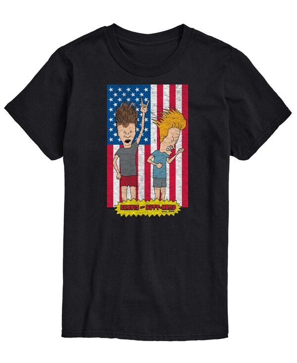 エアウェーブス メンズ トップス Tシャツ グラフィック AIRWAVES Mens Beavis and Butthead Americana Graphic TShirts Black ブラック
