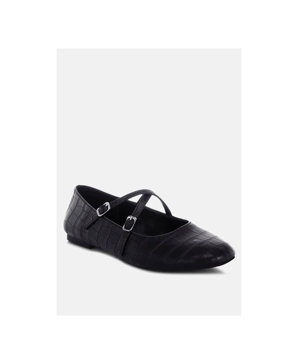 ラグアンドコー レディース シューズ パンプス Rag Co Rag and Co Womens Chirola Mary Jane Ballet Flats Black croco faux lea