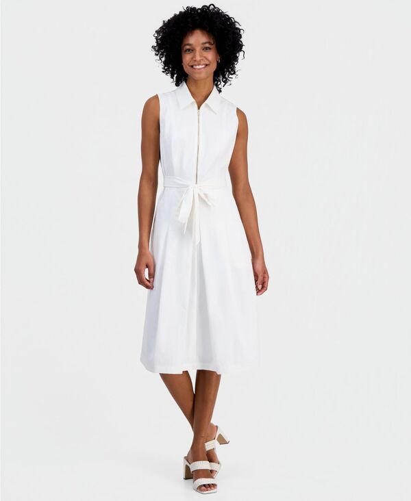 ロビー・ビー レディース トップス ワンピース ノースリーブ Robbie Bee Womens Zippe red Sleeveless Dress White ホワイト