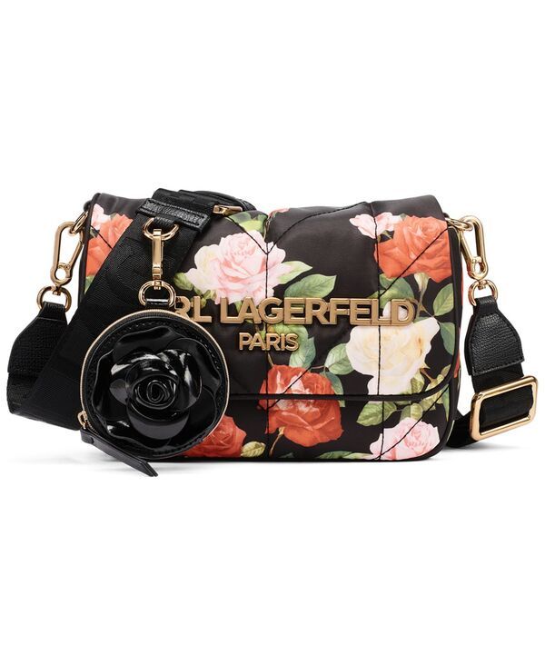 カール ラガーフェルド レディース バッグ KARLAGERFELD PARIS Voyage Small Crossbody Handbag Black Floral ブラック