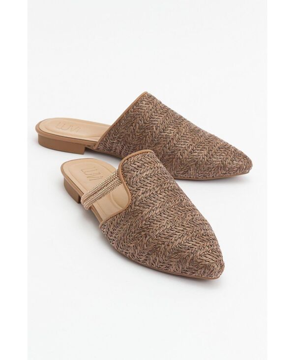 プロローグシューズ レディース サンダル Prologue Shoes Pesa Woven Slippers Women Brown faux leather ブラウン