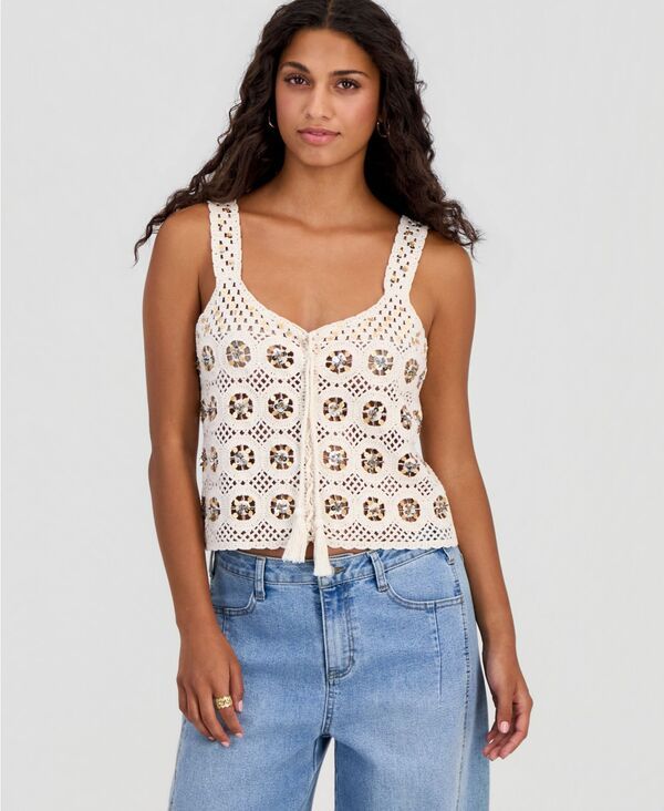 アンドノウディス レディース アウター ニット・セーター プチ スパンコール And Now This Petite Sequin Crochetank Palomino