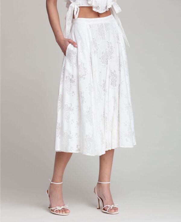 アヴェックレフィーユ レディース ボトムスカート マキシ Avec Les Filles Womenside Zippe red Maxi Skirt White ホワイト
