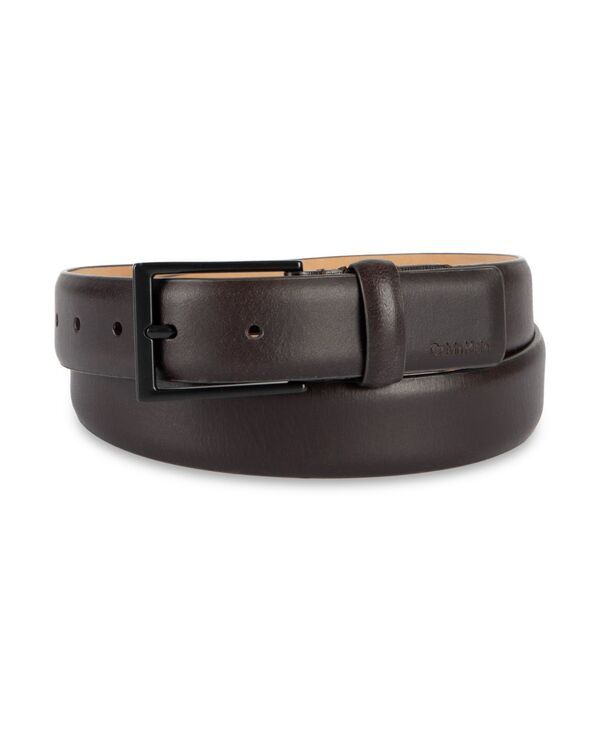 カルバンクライン メンズ アクセサリー ベルト レザー Calvin Klein Mensmooth and Saffiano Leather Dress Belt Dark Brown ブラウン