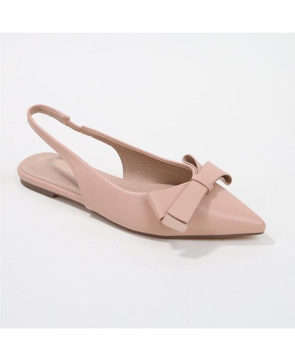 バーネス レディース シューズ ブーツ・レインブーツ アシンメトリー BERNESS Cinnamon Slingback Flats with Asymmetrical Bow Beige ベージュ 12,056円