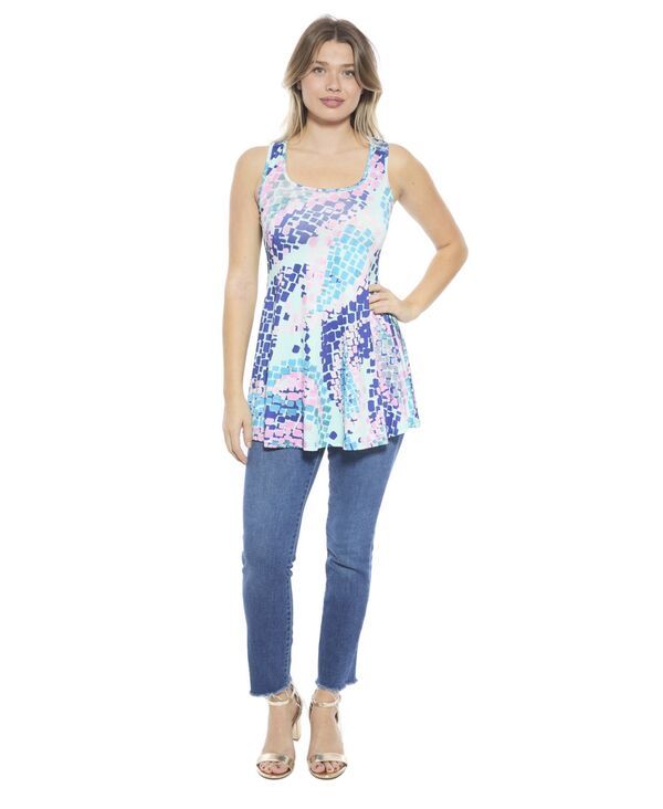 24 セブンコンフォート レディース トップス タンクトップ 24seven Comfort Apparel Womens Abstract Scoop Neck Tunic Tank Toprint