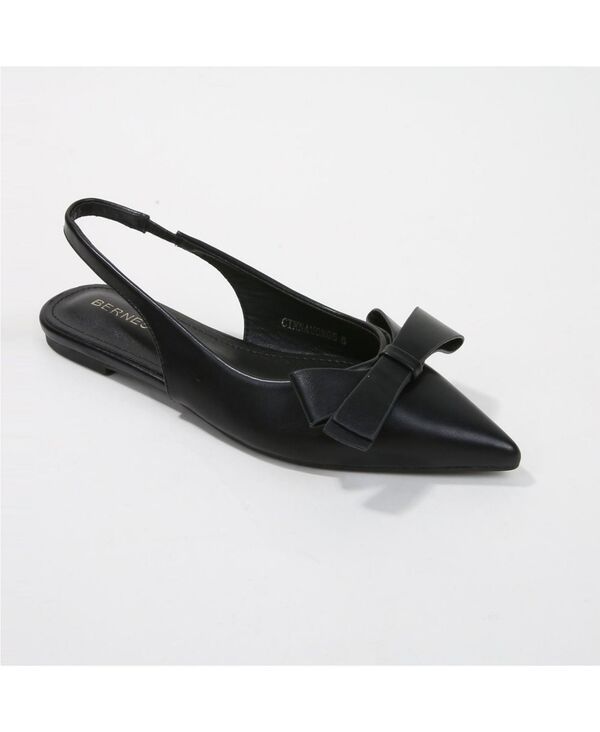 バーネス レディース シューズ ブーツ・レインブーツ アシンメトリー BERNESS Cinnamon Slingback Flats with Asymmetrical Bow Black ブラック