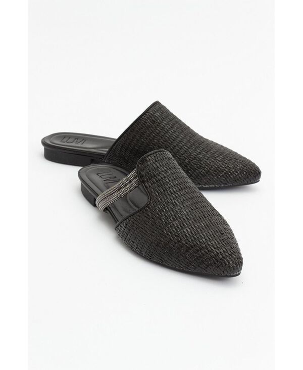 プロローグシューズ レディース サンダル Prologue Shoes Pesa Woven Slippers Women Black faux leather ブラック