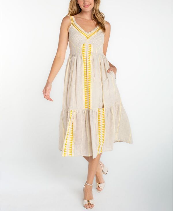 リヴァプール ロサンゼルス レディース トップス ワンピース Vネック プチ ミディ ノースリーブ Liverpoolos Angeles Petite Sleeveless VNeck Midi D