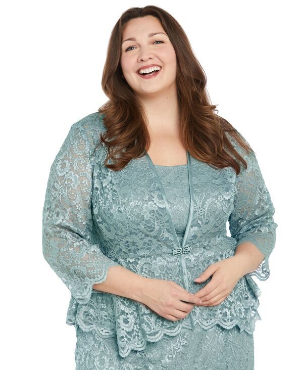 アールアンドエムリチャーズ レディース アウター ジャケット・ブルゾン トール レース R M Richards Womens 2Piece MetallicLace Gown Jacket Set