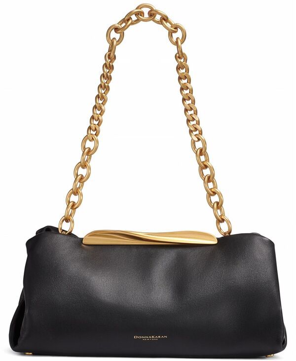 ダナ キャラン ニューヨーク レディース バッグ Donna Karanew York Poplin Clutch Shoulder Bag BlackGold ブラック