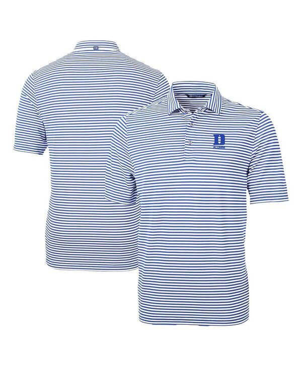 カッターアンドバック メンズ トップス ポロシャツ Cutter Buck Mens Royal Duke Blue Devils Virtueco Pique Stripe DryTec Polo