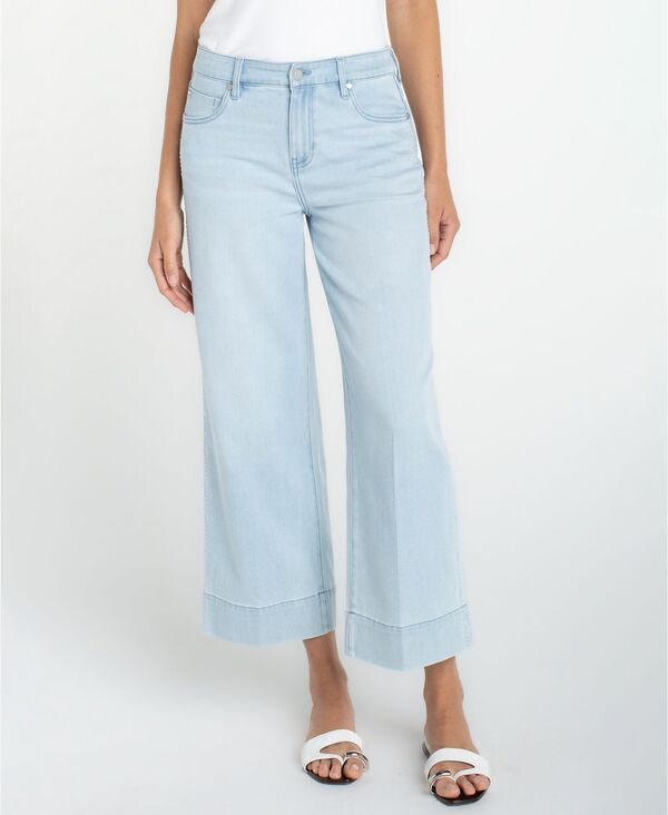 リヴァプール ロサンゼルス レディース ボトムス デニムパンツ プチ ジーンズ Liverpoolos Angeles Petite Stride Crop WideLeg Jeans Flower