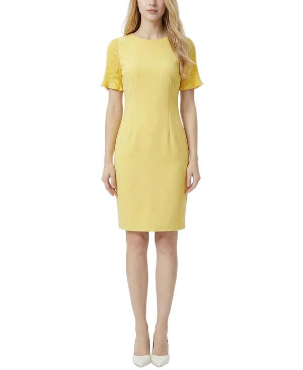 ニューヨークコレクション レディース トップス ワンピース プチ プリーツ 半袖 NY Collection Petite Pleated ShortSleeve Dress Banana