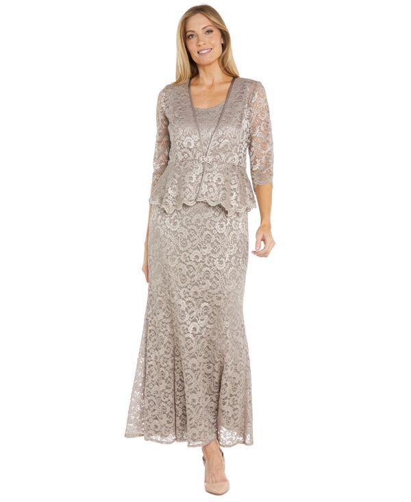 アールアンドエムリチャーズ レディース アウター ジャケット・ブルゾン トール レース R M Richards Womens 2Piece MetallicLace Gown Jacket Set