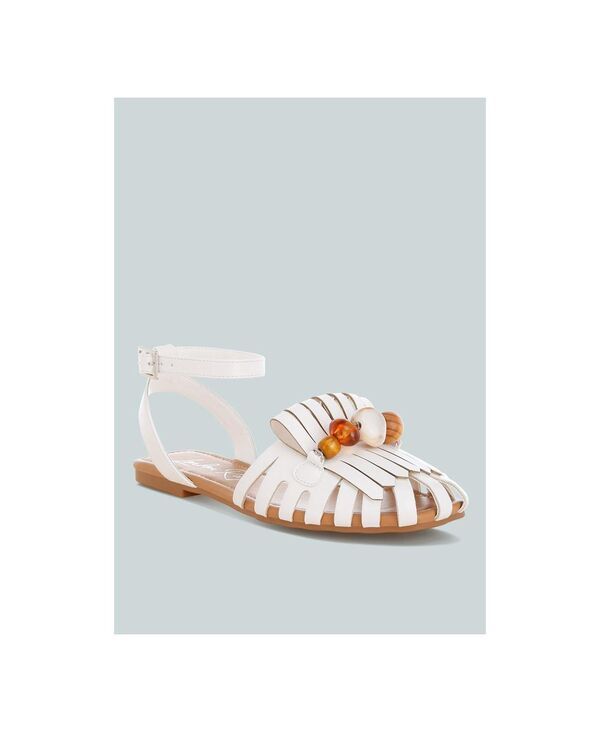 ロンドンラグ レディース シューズ パンプス London Rag Womensaguara Cut Work Bead Embellished Flats White Faux Leather ホワ