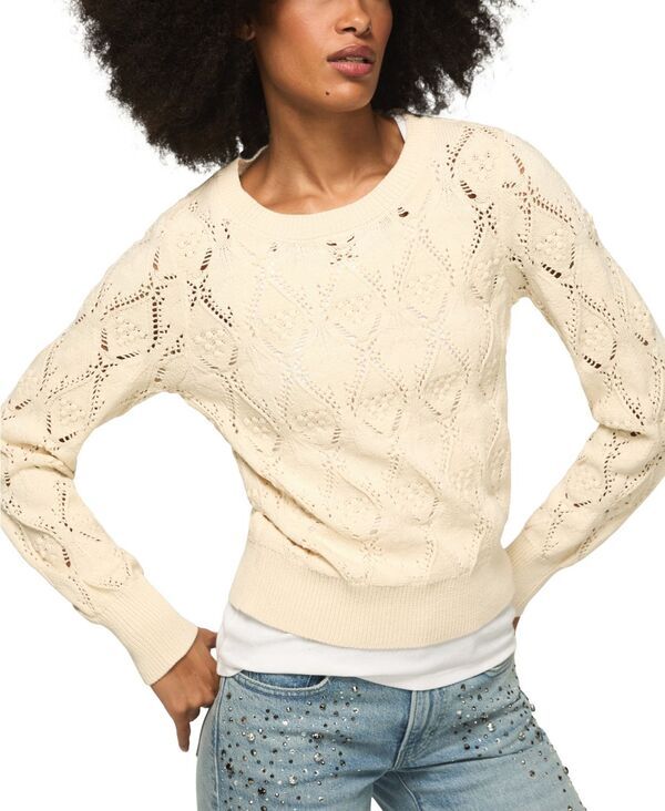 ラッキーブランド レディース アウター ニット・セーター クルーネック アクリル レース Lucky Brand Womens Acrylic Lace Crewneck Sweater Tofu