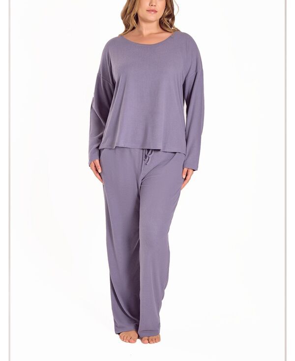 アイコレクション レディース アンダーウェア ナイトウェア プラスサイズ ニット 長袖 iCollection Plusize Baby Waffle Stretch Knit LongSleeve
