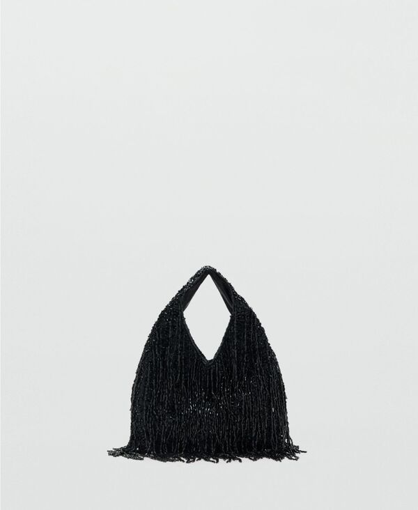 マンゴ レディース バッグ フリンジ MANGO Womens Fringed Handbag Black ブラック