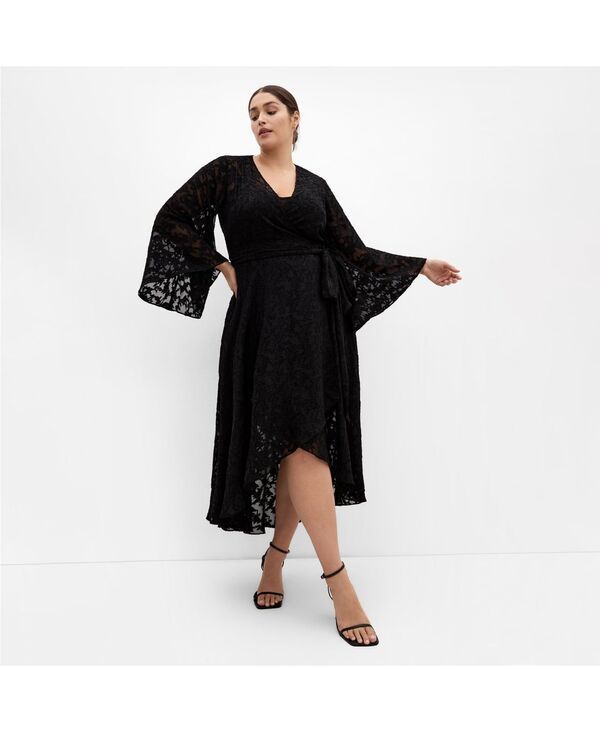 シティーシック レディース トップス ワンピース マキシ CITY CHIC Womens Fleetwood Jacquard Maxi Dress Black ブラック