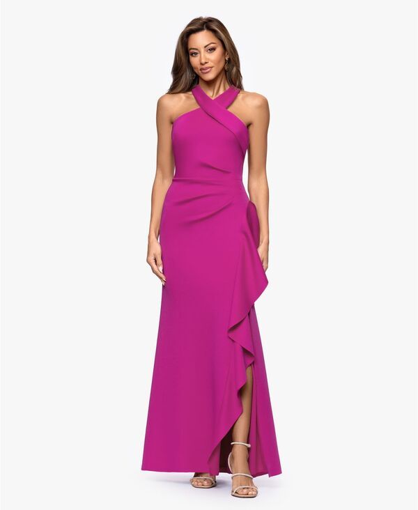 エスケープ レディース トップス ワンピース プチ フリル XSCAPEtite CrossNeck Ruffle Gown Orchid