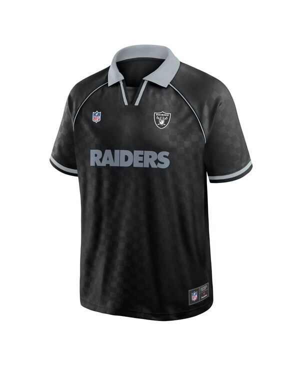 ファナティクス メンズ トップス ポロシャツ Vネック Fanatics Mens BlackGray Las Vegas Raiders Homerun Raglan VNeck Polo Shir