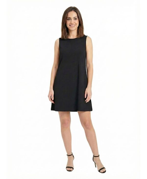 24 セブンコンフォート レディース トップス ワンピース プチ ミニ 24seven Comfort Apparel Petite Round Neck Mini Dress Black ブラック