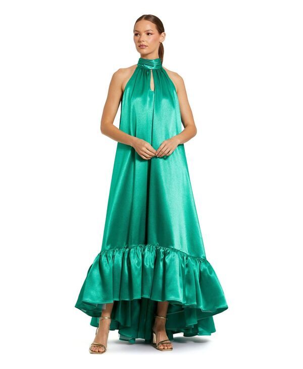 マックダガル レディース トップス ワンピース サテン ノースリーブ ホルター Mac Duggal Womensleeveless Halter Neck Satin HighLow Gown Ja