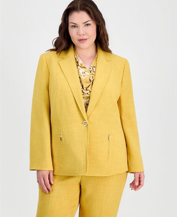 カスパール レディース アウター ジャケット・ブルゾン プラスサイズ ブレザー Kasper Plusize SingleButtonotchedLapel Blazer Butterscotch