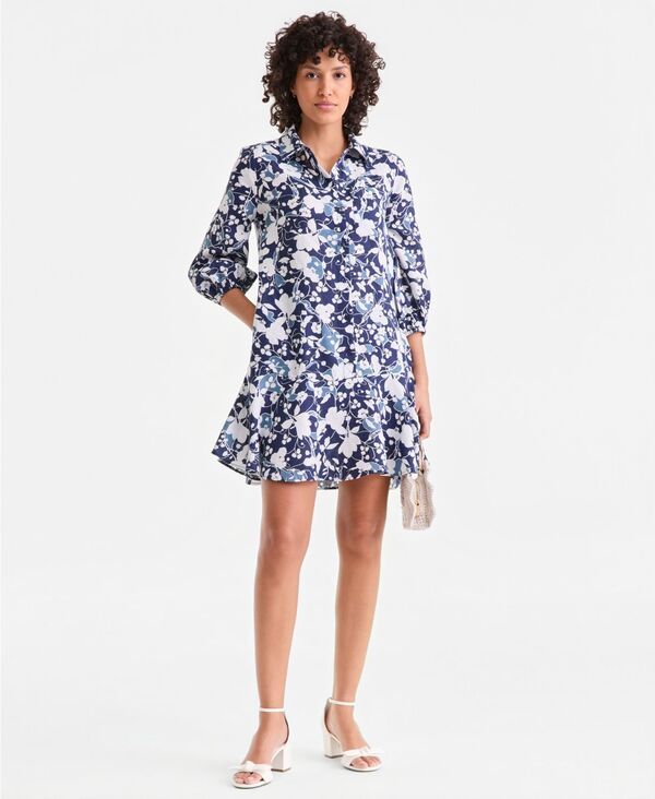 チャータークラブ レディース トップス ワンピース リネン Charter Club Womens 100 Linen ButtonFront 34Sleeve Dress Vine Intrepid