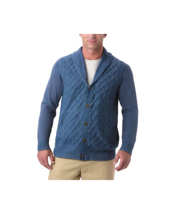 キングサイズ メンズ アウター ニット・セーター トール カーディガン KingSize Big Tall Soft Cable Knit Shawl Collar Cardigan Indigo m