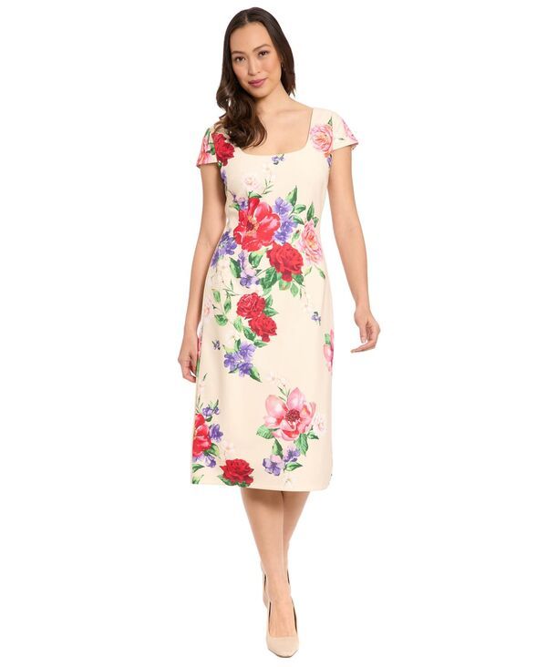 ロンドンタイムス レディース トップス ワンピース プチ プリント ミディ London Times Petite Printed Tank Midi Dress CreamRed クリーム