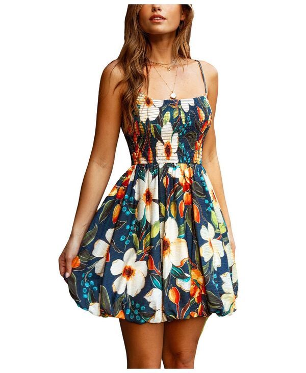 カップシー レディース トップス ワンピース ミニ ノースリーブ Cupshe WomensquareNeck Sleeveless Woven Mini Dress with Bubble Hem