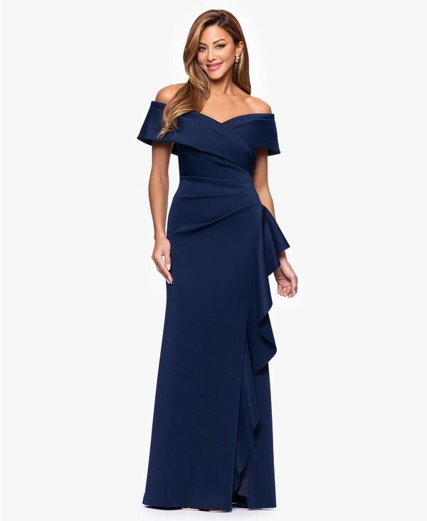 エスケープ レディース トップス ワンピース プチ フリル XSCAPEtite OffTheShoulderuffle Detail Gown Midnight