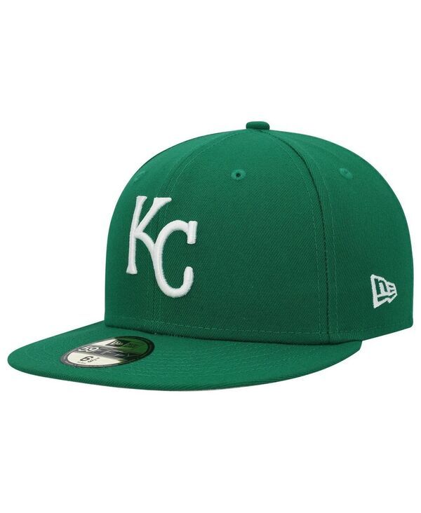 ニューエラ メンズ アクセサリー 帽子 ロゴ New Era Mens Kelly Green Kansas City Royals White Logo 59FIFTY Fitted Hat Kel