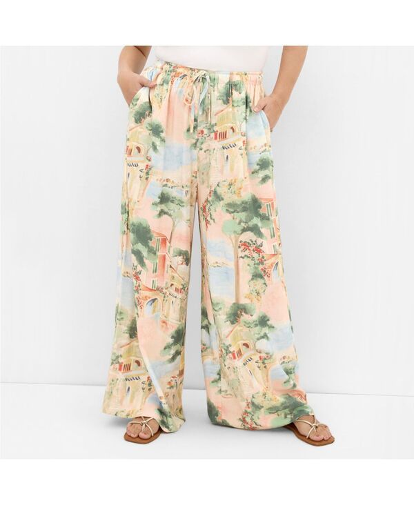 シティーシック レディース ボトムス カジュアルパンツ ワイドレッグ プリント CITY CHIC Womens Halle Sardinia Print Wide Leg Pant Sardinia