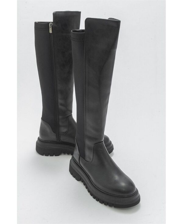 プロローグシューズ レディース ブーツ・レインブーツ Prologue Shoeshadow Knee High Boot Women Black faux leather ブラック