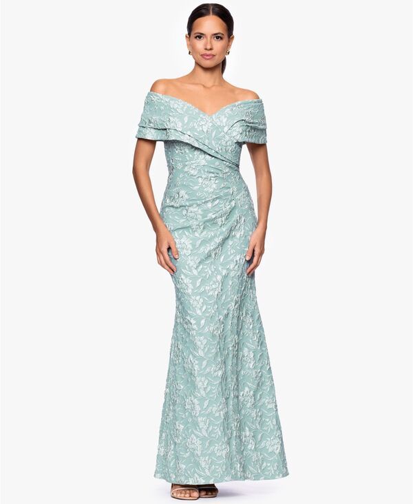 ベッツィアンドアダム レディース トップス ワンピース プチ Betsy Adam Petite OffTheShoulder Long Sheath Dressage セージ